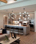 Modern kitchen with Matte Black Sputnik Chandelier With 12 Lights Adjustable Modern Ceiling Fixture For Dining Room