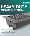 Heavy Duty Boss Grade 4x12 Floor Register Storm Gray Metal Vent Cover for Home Floors, shown with durable steel construction.
