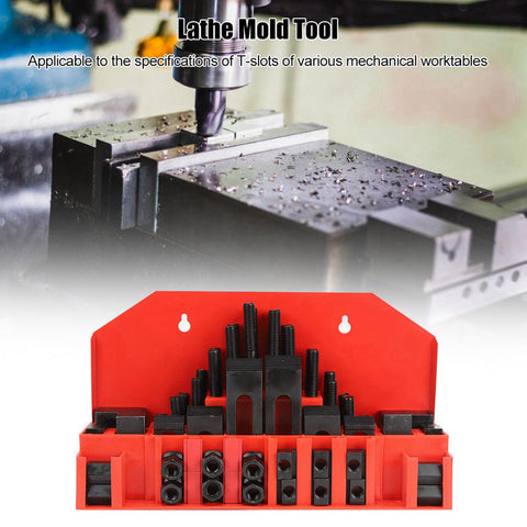 58 Piece T Slot Clamp Kit For Lathe And Milling Machines Built Tough Hardened Press Plate M10 Stud Clamps front view