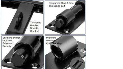 Heavy Duty 17-Inch Carbon Steel Slide Bolt Latch with reinforced ring and grip for barns, warehouses, and entry gates.