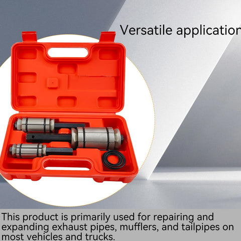 3-Piece Tail Pipe Expander Tool Kit From 1-1/8 To 3-1/2 Inch Exhaust Pipe Spreader For Most Vehicles And Trucks in red case