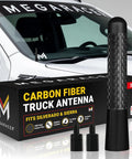 Stubby Black Carbon Fiber Truck Antenna For Chevy Silverado And GMC Sierra 1500 2500 3500 1999 To 2026 Short 3 Inch Replacement UV Resistant Chip Resistant Car Wash Safe Billet Aluminum Build