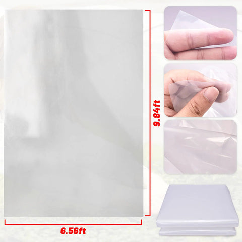 Six Point Five Feet By Nine Point Eight Feet Clear Greenhouse Plastic Sheeting Durable Polyethylene Film For Farm And Garden Transparent Tear Resistant Greenhouse Covering Heavy Duty Plastic Film