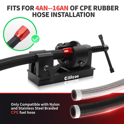 AN Fitting Installation Tool With Six Dies 4AN 6AN 8AN 10AN 12AN 16AN for CPE Fuel Line Universal Fit Adjustable Hose Assembly Tool