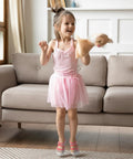 Girl wearing Kids Water Shoes Quick Dry Aqua Socks For Toddlers And Baby Boys Girls Breathable Quick Dry Upper With Drainage Holes Non Slip Sole Beach Sandals Pink Size 9 9.5