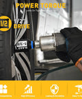 One Half Inch Drive Deep Impact Socket Set Eight Piece SAE Wheel Nut Wrench Kit with Large Sockets Used on Car Wheel