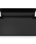 Front view of Edward Wall Mounted Mailbox In Slick Matte Black with open lid showcasing medium capacity design.