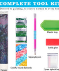 5D Diamond Painting Kit For Grownups With Hot Air Balloon Design Round Full Drill DIY Diamond Art Set For Beginners Gem Dots Craft Wall Decor Gift 12x16in, showing complete tool kit including canvas, colorful round diamonds, plastic tray, solid glue, upgrade pen, and ziplock bags.