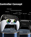 Wireless Game Controller For PS5 PC iOS Mac Android And Steam Deck With Dual Vibration 6 Axis Motion Turbo Button RGB lighting display