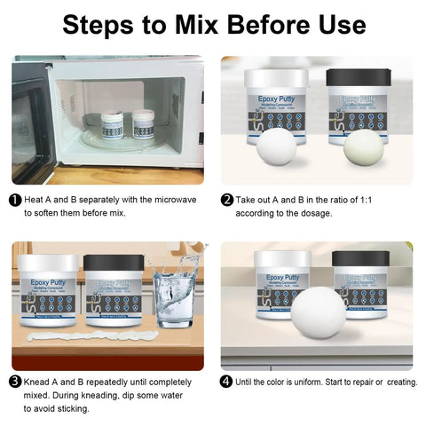 Four steps to mix 16 Oz AB Metal Epoxy Putty For Fast Underwater Repairs No Bake Required Leak Fixes Self Hardening Pool Putty