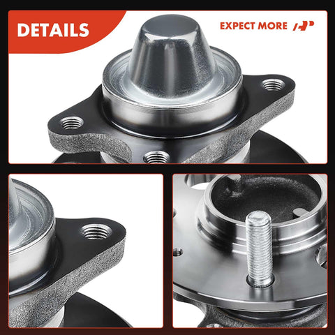 Close-up of beefy rear wheel bearing and hub assembly 4 lug not for ABS models fits Hyundai Sonata 1999 2005 Kia Magentis 2001 2006 Optima 2001 2006 durable replacement
