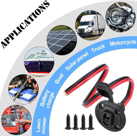 SAE Power Socket Sidewall Connector 2 Pin Quick Connect Cable For Solar Panel Flush Mount Weatherproof Plug 10 AWG 50cm