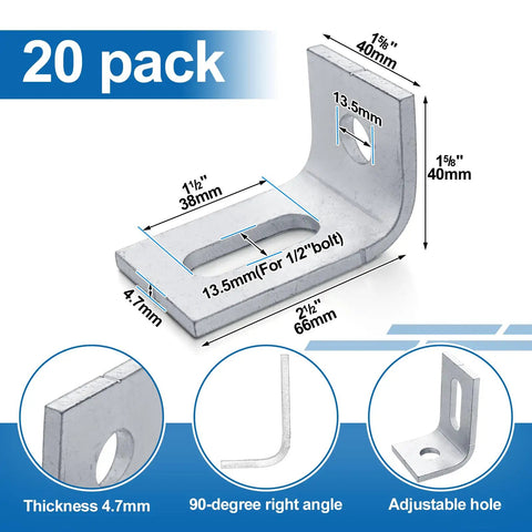 Straight Up Heavy Duty 20 Pack L Brackets For Standard Strut Channel Rack Supports Flat Out Durable Furniture Braces Built Different To Handle Massive Project Needs Without Breaking A Sweat