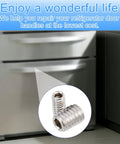 Heavy Duty Refrigerator Freezer Door Handle Screws With Mounting Wrench Zinc Alloy Replacement Hardware For Kitchen Appliance Repair No Drama Install Tough As Nails Bulk Pack close-up of zinc alloy screws beside a fridge.