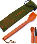 3-In-1 Tactical Spork Orange All-In-One Spoon Fork Knife With Built-In Fire Starter For Hiking Camping MRE Prep BPA Free Utensil