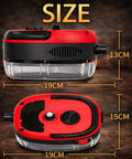 Heavy Duty Handheld Steam Cleaner Cranks Out Blistering Vapor, dimensions shown with measurements 19CM x 15CM x 13CM.