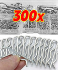 Steel Wave Shape Cotter Pin R Pin Assortment Kit Set of 300 or 400 Pieces in 3 Boxes Heavy Duty Split Clips Fasteners for Quick Install and Secure Positioning in Nuts and Bolts, 300x set