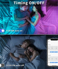 Bluetooth LED Strip Lights For Bedroom 32.8 Feet With Remote And 24V Power Supply, timing app to control light colors.