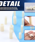 Nylon Spacer Go-To Assortment Kit 270Pcs For M3 To M6 Screws With White ABS Round Washers close-up detail shot