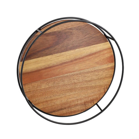 Top view of Wooden Lazy Susan Utensil Organizer With Steel Ball Bearings And Anti Slip Pads For Secure Heavy Item Storage