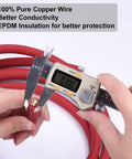 2 Gauge Battery Cable Set 10 Ft Red And 10 Ft Black 2 AWG Pure Copper Welding Cable For Automotive Battery Solar And Generator OFC Wire, caliper check