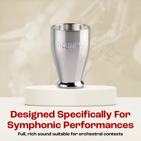 HeavyTop Trumpet Mouthpiece Booster Delivers Richer Tone, More Endurance, And Bigger, Bolder Volume For Live Shows, Stadium Gigs, And Onstage Rehearsals silver metal trumpet booster on pedestal
