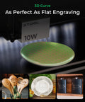 10W Laser Engraver With Air Assist And Honeycomb Bed engraving on curved plate, desktop Class 1 safety laser for beginners