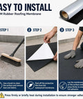 Installation steps for Heavy Duty Epdm Rubber Roofing Membrane Drop Dead Easy Peel And Stick Self Adhesive Flashing Roll.
