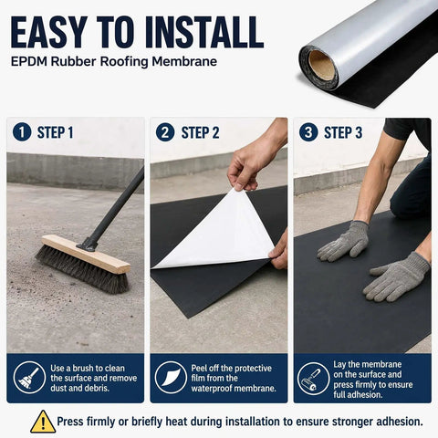 Installation steps for Heavy Duty Epdm Rubber Roofing Membrane Drop Dead Easy Peel And Stick Self Adhesive Flashing Roll.