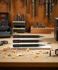3 Piece Center Punch Set With 4 Inch High Carbon Steel Black Finish Pro Grade Hand Tools on workshop table
