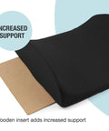 Premium Lumbar Support Pillow For Chair With Ergonomic Contoured Foam Insert Designed To Ease Lower Back Pain And Improve Posture showing wooden insert for increased support.