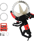 Heavy Duty Dual Blade Concrete Wall Cutter With Robust 8980W Motor And Rock Solid 3000Rpm Speed For Zero Sweat 11.8 Inch deep cuts angle view.