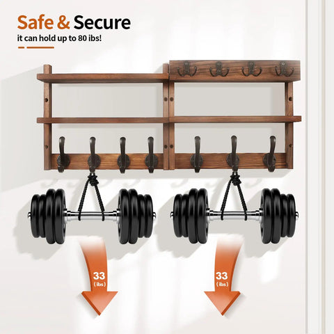 Two In One Wall Mount Coat Rack With Shelf And Key Mail Organizer 29 Inch Long Entryway Hanger With 11 Hooks On Bottom