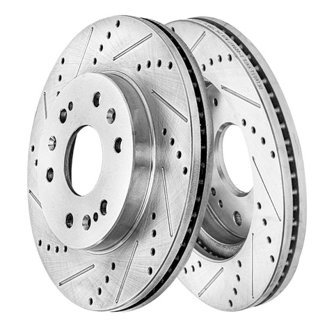 Front Brake Kit With Drilled And Slotted Rotors And Ceramic Pads For Chevy GMC Silverado Suburban Express Sierra Savana Yukon XL 1500 And Cadillac