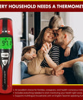 Speaking Non-Contact Infrared Thermometer For Home Use With English And Spanish Voice Fast No-Touch Forehead Readings In 1 Second Digital Thermometer For Adults Kids And Babies, red handheld digital display