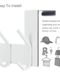 Over The Door Hooks White 6 Pack Towel Rack And Coat Hanger For Back Of Door Organization Fits Doors From One And Three Eighths To One And Three Quarters Inches Thick With Soft Sponge Padding To Prevent Scratches showing side view.