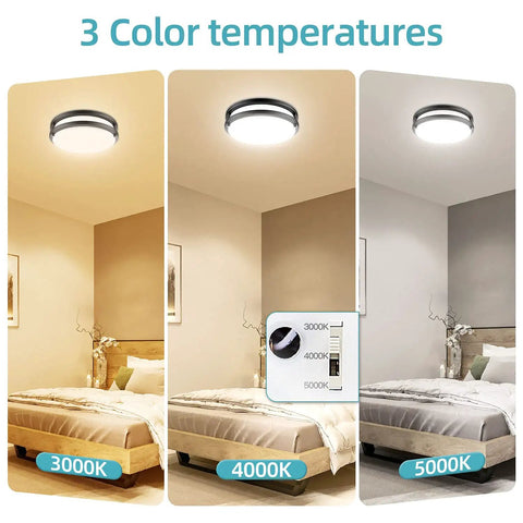 Dimmable LED Flush Mount Ceiling Light 10 Inch Fixture 18W With 160W Equiv 1600 Lumens 3000K 4000K 5000K Color Temperatures