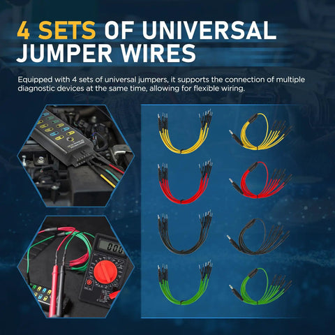 4 sets of universal jumper wires for OBD2 Breakout Box for Automotive Diagnostics With OBDII Protocol Detection and CAN
