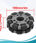 Amazon Omni wheel replacement module, 100 mm diameter, gray hub with black plastic rollers