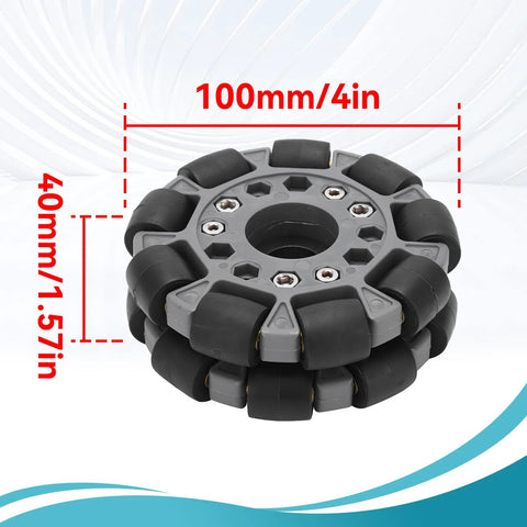 Amazon Omni wheel replacement module, 100 mm diameter, gray hub with black plastic rollers