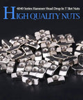 50 Pack 4040 Series M8 Hammer Head T Slot Nuts for 40 Series Aluminum Extrusion Nickel Plated Carbon Steel Fasteners