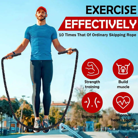 Man using Beast 1.5lb Weighted Jump Rope For Men And Women, Dope Skipping Rope For Fitness, Home Gym Training outdoors