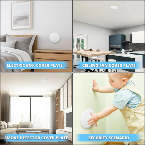 Paintable White Ceiling Box Cover Plate For 3.5 To 4 Inch Octagonal And Round Electrical Boxes in various home settings