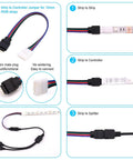All In One 4 Pin RGB LED Strip Connector Kit With Wire And Cables 10mm showing connectors and wiring for strips and splitters.