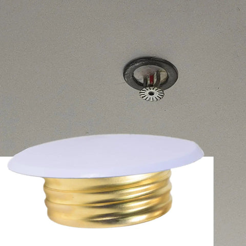 Top Shelf Fire Sprinkler Cover Plates With Sleek Concealed Trim Ring And Corrosion Resistant Body For Home And Office Ceiling Systems Upgrading Your Place Gets Crisp And Clean, showing white cover over sprinkler.