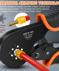 Close-up of Ferrule Crimping Tool Kit All-In-One With Self-Adjusting Pliers, 0.08-16 Mm2 AWG 30-5, hexagonal pressure technology.