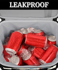Red soda cans with ice inside Insulated Picnic Backpack With Detachable Lunch Bag, Large Capacity Portable Tote.