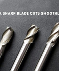 End mill bits: three silver HSS CNC cutters with four flutes