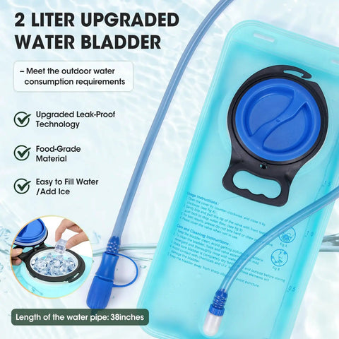 Lightweight Running Hydration Backpack With 2L Water Bladder for Trail Runs and Bike Rides, showing wide fill opening.