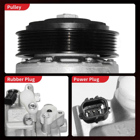 AC Compressor With Clutch For Toyota Camry RAV4 Sienna Keeps Your Ride Frosty Auto AC Assembly showing pulley and plug details.